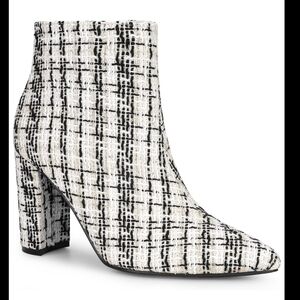 Elegant Tweed Patterned Ankle Boots